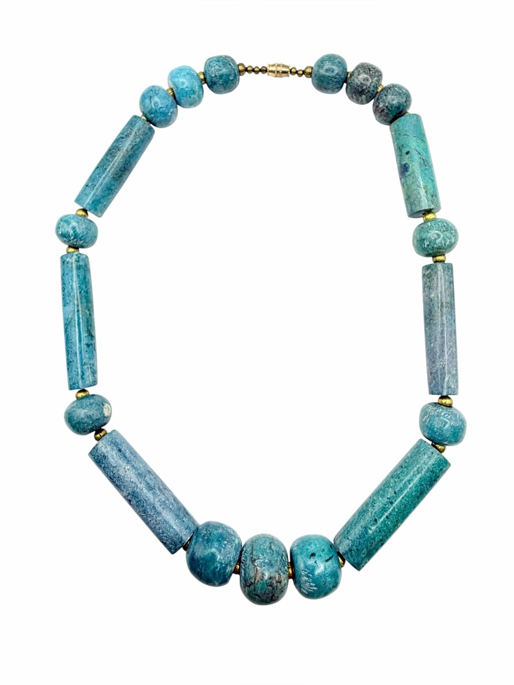 Vintage Swirly Blue Jasper Chunky Statement  Necklace